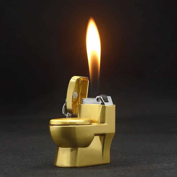 Mini inodoro con descarga, adornos pequeños, encendedor de llama abierta, colgante creativo, muela pequeña, regalo pequeño para baño