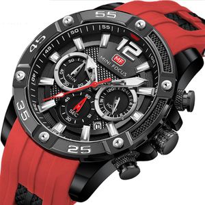 MINI FOCUS 0349G Multifonction Cadran Lumineux Quartz Hommes Montres Sport Date Montre Bande De Silicone Montres Avec Sous-cadrans De Travail2223