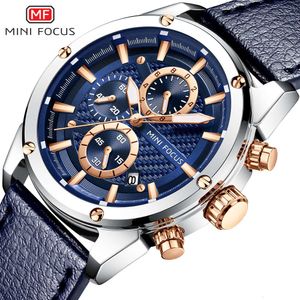 MINI FOCUS marca moda negocio Venta caliente noche brillo impermeable reloj de hombre 0161G