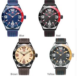 Mini Focus Mannen Militaire Sporthorloges Heren Quartz Analoog Datum Klok Mannelijke Lederen Band Army Polshorloge Blauw