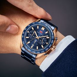Reloj de marca MINI FOCUS, reloj Popular para hombre, reloj multifuncional resistente al agua con banda de acero, reloj de negocios para hombre 0403G