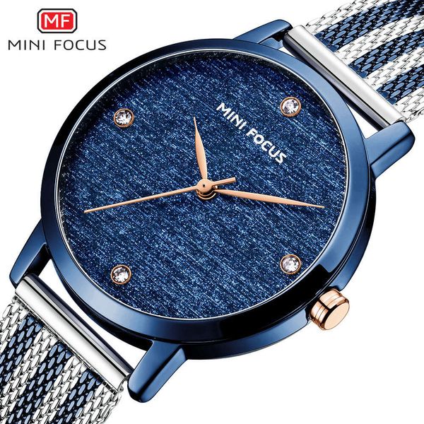 MINI FOCUS – montre de luxe légère pour femme, cadran en soie, mouvement japonais incrusté de diamant, bracelet en maille Milan étanche, 0329L