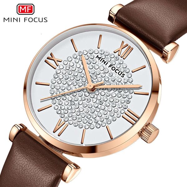 MINI FOCUS Mode Plein Ciel Étoile Mouvement Japonais Petite Vache Ceinture Montre Pour Femme 0334L