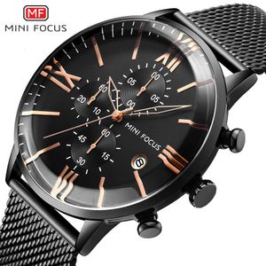 MINI FOCUS Mode herenhorloge Multifunctionele Timing Beweging Kalender Waterdichte stalen gaasband 0236G