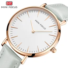 Mini Focus Focus Dameshorloge Ultradunne mode waterdichte kwarts horloge 0318L met lederen band