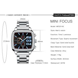 Mini Focus Men Watches Quartz Square Big Dial Top Brand Luxury Male Cronograph Sport Sport Wrist Watch Relogio Masculino