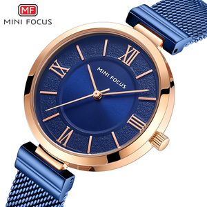 Mini Focus Simple Womens Kijk kleine wijzerplaat waterdicht stalen mesh dames horloge 0272L