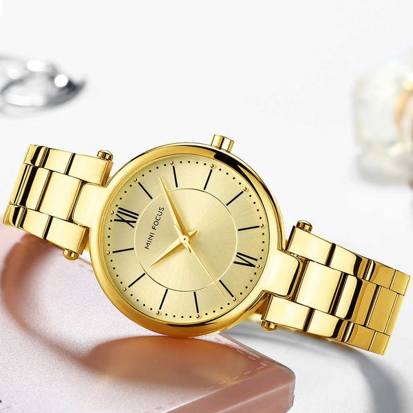 Mini Focus femmes marque de luxe montre Simple doré femmes montre-bracelet Ultra mince or montre femmes montre-bracelet Reloj Mujer 210527