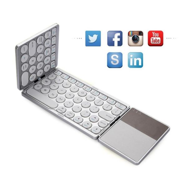 Mini teclado plegable con panel táctil Bluetooth 50 Teclado inalámbrico plegable para la tableta Android de Windows y juego de teléfonos inteligentes Keybo8024954