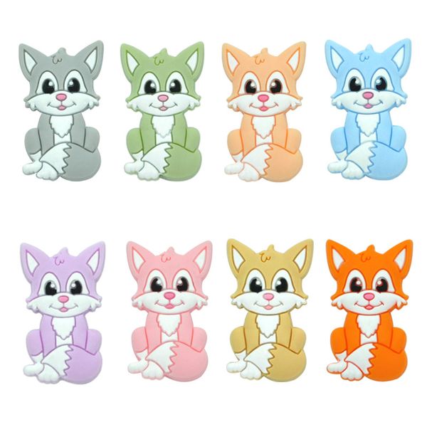 Mini Fox Perlas de dentición de silicona Clips Baby Teetheres Accesorios Gum Bead Pendant Teether Kid Producto Chupete Cadena 1 6cl Y2