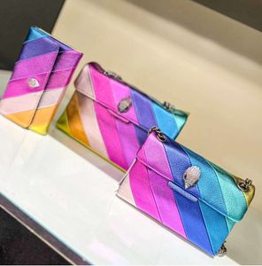 Mini cuero genuino Kurt Geiger Rainbow Bag Mujeres Lujo Londres Diseñadores de hombro Bolsas Monederos de moda para hombre Bolso de embrague The Totes Crossbody Cadenas de viaje Bolsa