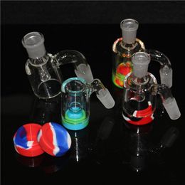 Hookahs Mini colector de cenizas de vidrio con recipiente de silicona de 5 ml Adaptador de recuperación de 14 mm para Bong Tubería de agua Plataforma petrolera Ceniceros néctar de silicona