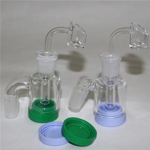 Mini -glazen asvanger waterpijp met siliconen wasolie olie 14 mm 18 mm mannelijke vrouwelijke ascatcher voor water rokende pijpbongs
