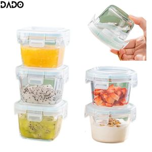 Mini Glass Baby Food Storage Jars Store Box Alimentador de botellas de alimentación con estante de tapa Socupo de contenedores pequeños reutilizables para niños 240420