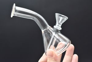 Mini bécher en verre Bong Bongs en verre simples avec collecteur de glace Pipes à eau en verre à base de bécher épais pour fumer avec bol à tige inférieure