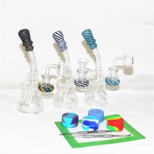 Mini -glazen beker Hookah Bong Dab Rig Water Pijpen Bowl Quartz Banger Bongs Heady Pipe Wax Oil Rigs Kleine Bubbler Silicone Container Dabber