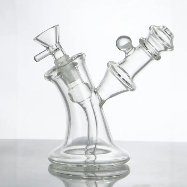 Mini Glass Bong Bong Clear Bequier de gréement DAB Recycler Bongs Bubbler Percolateur Percolateur Pires d'eau épais GRAPHES D'huile en verre