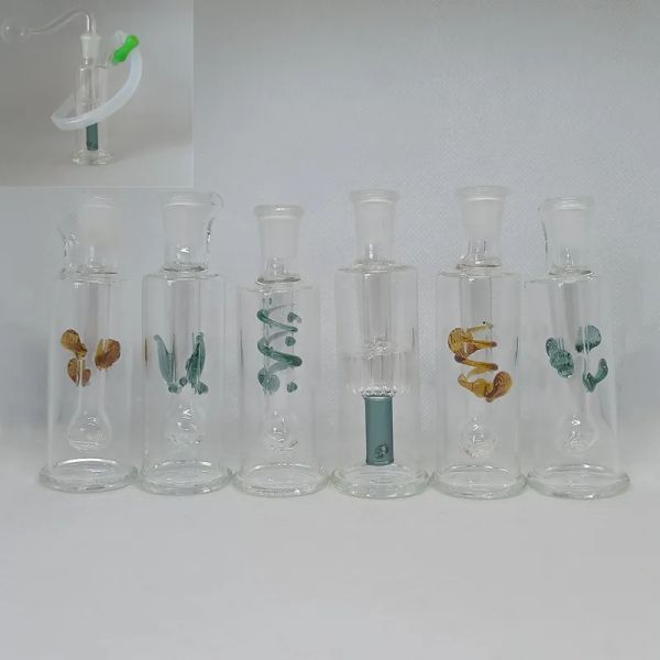 Mini verre Bong Set percolateur eau Bongs narguilé avec tuyau de brûleur de 10mm tuyau goutte à goutte huile Dab plate-forme poignée fumer des tuyaux épais pour herbe sèche ZZ