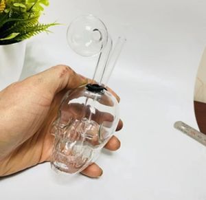 Mini bong de vidrio, cachimbas en forma de calavera, pipa de agua creativa, mini burbujeador, plataformas DAB para fumar