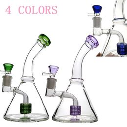 Mini Glas Bongs Olie DAB Rigs 5 inch Hookahs Glasbongen Clear Pink Blue Green Purple 14mm Waterleidingen met Kom 5mm Dikke Kam Percolator Breaker Bongs