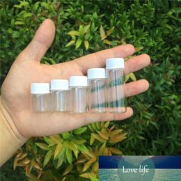 Mini glazen flessen met plastic schroef wit cap transparant glazen flesjes plastic fles 5ml 6ml 7ml 10 ml 14 ml potten flessen 100 stks