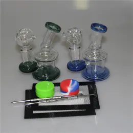 Mini Glass Dab Rigs Bong Hookah Glass Water Pipe Recycler Oil Rig con cuarzo Banger Fumar tazón
