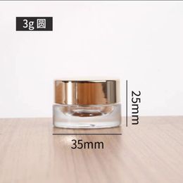 mini glazen pot 3g helder wit zwart rond washarsconcentraatcontainers oogcrème huidmonsterervaring cosmetische verpakking balsem gouden deksel op maat bedrukt logo