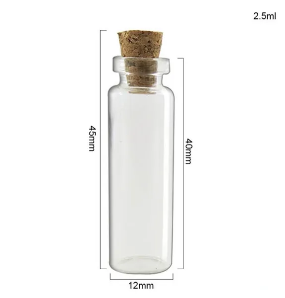 Mini frascos de vidrio Cute Wishing Tapón de corcho Botellas de vidrio Viales Contenedores 0.5ml 1ml 1.5ml 2ml hasta 5ml 100 piezas