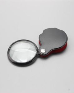 Mini -glazen lens Pocket vergrootglas met lederen zakje vouw vergrootglazen gereedschap lupas de aumento microscoop ferramentas7927694
