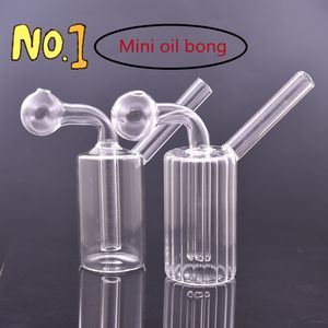 Mini brûleur à mazout en verre Bong narguilé conduites d'eau avec épais Pyrex clair Heady recycleur Dab Rig main Bongs pour fumer