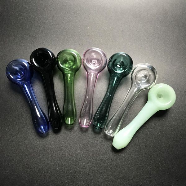 Mini pipas de vidrio Pipas para fumar a mano de 4 pulgadas 8 colores Pyrex Accesorios para quemadores de aceite Cuchara de mano Pipa de tabaco Venta caliente