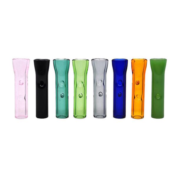 Mini pipas de vidrio para fumar Colorido 36 mm Filtro de boca plana portátil Porta cigarrillos Cono Fabricante Boquilla Tabaco Cigarro Papel para liar Boca Tubo Consejos ZL0704