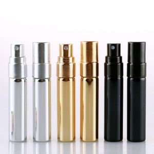 Mini Glazen Flesjes Parfumflesjes 5ml Reizen Hervulbare Draagbare Lege Verstuiver Goud Zilver Zwart Parfum Spray Fles Pajll