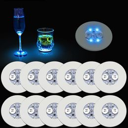 Nachtverlichting Waterdichte LED Luminescente onderzetters Bar KTV Knipperende atmosfeer Lamp Cup Stickers Mini Glow Coaster Bottle Light