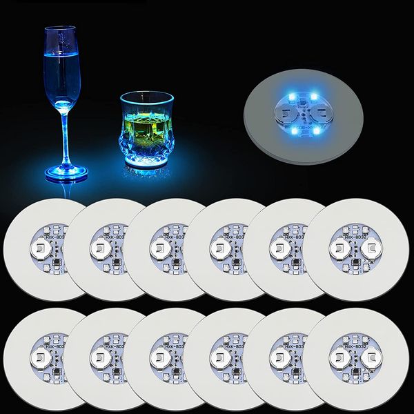 Éclairage de nuit sous-verres luminescents LED étanches bar KTV clignotant atmosphère lampe tasse autocollants Mini Glow Coaster bouteille lumière