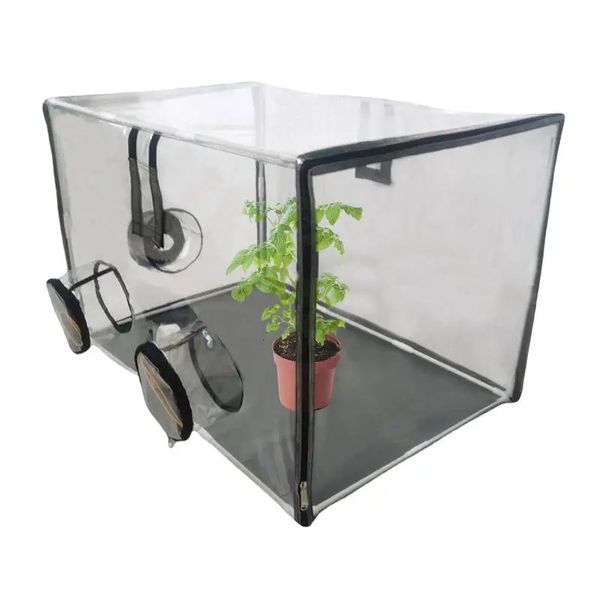 Mini invernadero transparente portátil para jardín, cubierta para plantas de vivero, tienda de campaña, cobertizo para cultivo de setas, jardinería, casa verde 240108