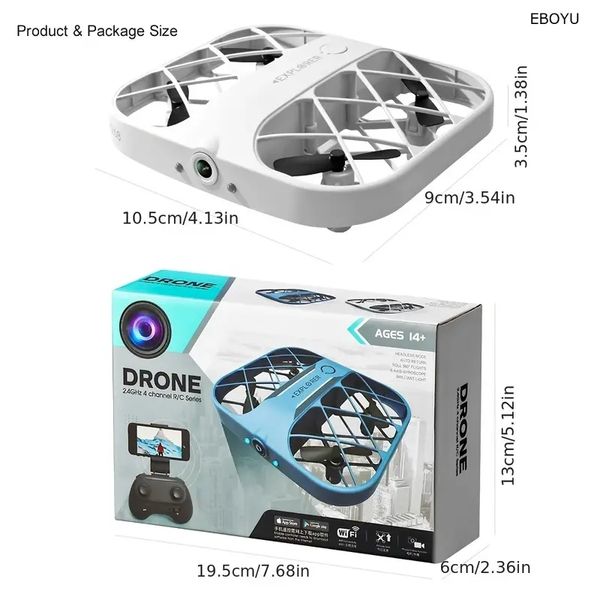 Mini Drone De Rejilla Con 3 Baterías Cámara HD WIFI, Modo Sin Cabeza Giro De 360 grados Inicio/Tierra Con Un Botón RC Quadcopter Helicóptero Juguetes Regalo Para Adultos Principiantes