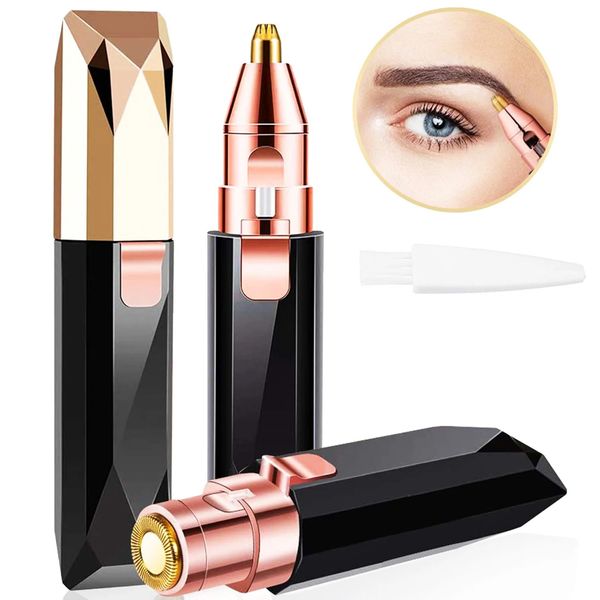 Mini épilation portable rasoir de sourcils 2 en 1 épilateur électrique yeux sourcils lèvre épilateur visage tondeuse rasoir femme 240124