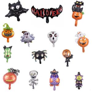 Mini globos de papel de Halloween festivo bruja fantasma búho mago calabaza araña monstruo árbol dibujos animados foii helio globo fiesta Bar decoraciones niños favores juguete prop