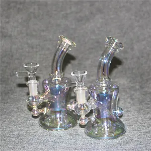 Mini martillo Bong de vidrio 6 brazos 14 cm Percolador Pipas para fumar portátiles Bubbler Bongs Pipas de agua Tazón 14 mm Cachimbas