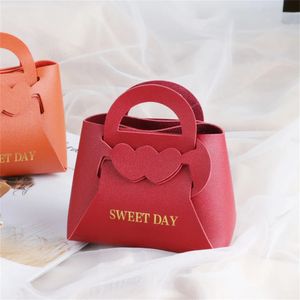 Mini bolso de cuero bolso de regalo Bold de boda Caja de dulces Eid Mubarak Regalos de dulces portátiles Bajas de joyas de canasta pequeña 231227