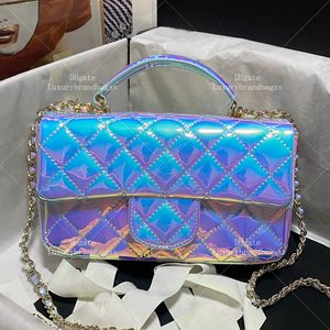 Mini bolso con mango superior Bolsa de cuerpo cruzado 10a Mirror de calidad Bolso de diseño para mujeres Bolso de noche de cuero de patente con caja C033A