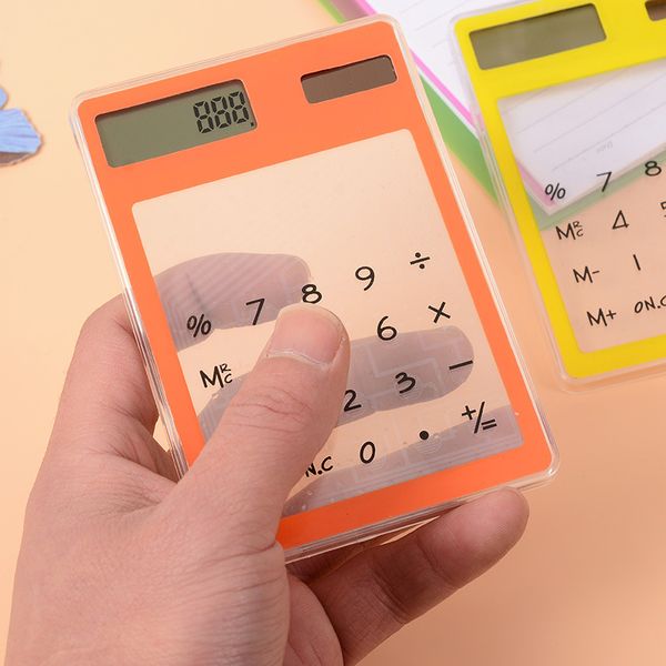 Mini ordinateur de poche Ultra-mince carte calculatrice Portable énergie solaire calculatrice à écran tactile Transparent