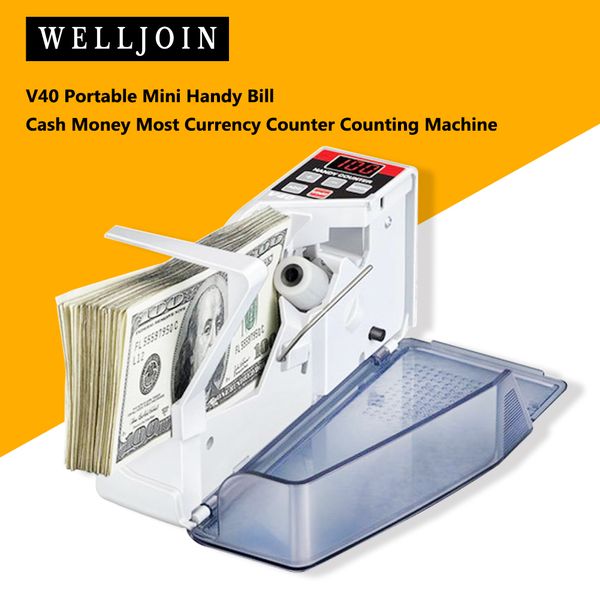 Mini compteur de billets pratique compteur d'argent caisse enregistreuse de billets pratique Machine de comptage de devises V40