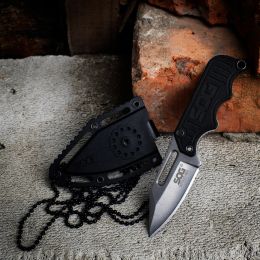 Mini cuchillo de cadena de cuello colgante autodefensa al aire libre cuchillo de fruta afilada recta portátil portátil para campamento portátil