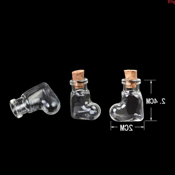 Mini coeurs forme bouteilles pendentifs petit verre avec pots en liège cadeaux flacon transparent clair 100 pièces bonne quantité Bxmnq