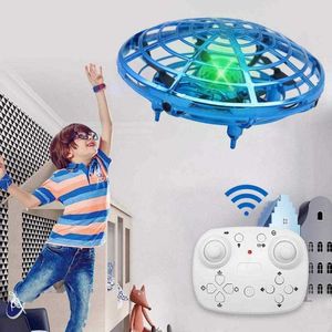 Mini Helicopter UFO RC Drone Led Infraed Hand Sensing Aircraft Luminous Model Quadcopter Flayaball Small Dron Toys For Children 211026