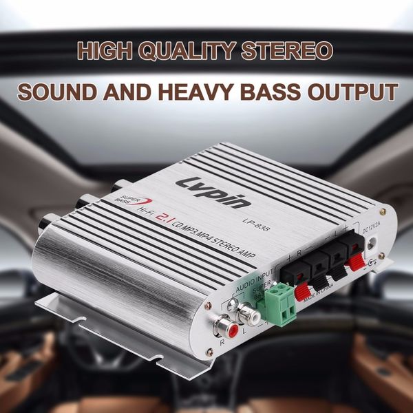 Freeshipping Mini Hifi Sliver 12V 20W CD mp3 Radio Car Auto Motor Boat Audio Audio Estereo Basco Amplificador Boostrer Verstarker Vehículo