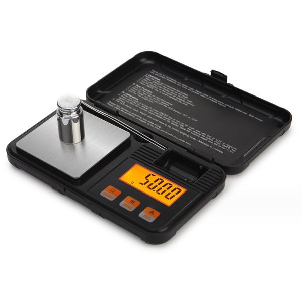 Mini échelle numérique électronique de haute précision avec écran LCD 200g / 0,01 g 50g / 0,001 g de poche de poche bijoux Balance diamant balance