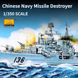 Mini modèles de bateau de loisir 80707, destructeur de missiles de la marine chinoise 1350, bateau statique 3 en 1 pour bricolage militaire 136137, 240319